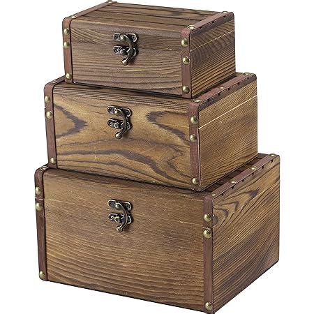 MyGift Torched Wood Decorative Box, Small Nesting 